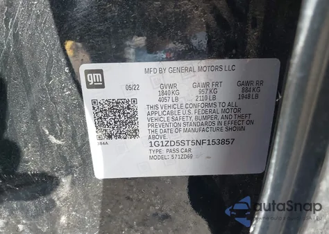 2022 Chevrolet Malibu Fwd Lt из США, поврежденный, VIN 1G1ZD5ST5NF153857